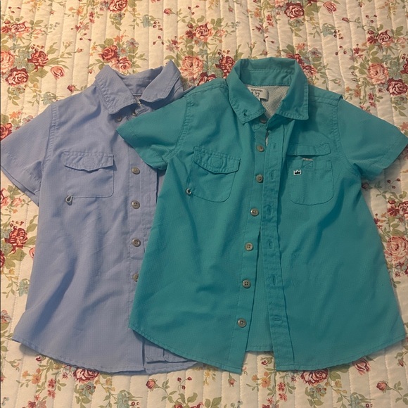Bundle Crown and Ivy Fishing Shirts Blue and Teal Boys Size 5 - Picture 1 of 10